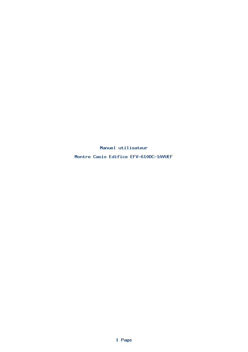 Page 1 de la notice Manuel utilisateur Casio Edifice EFV-610DC-1AVUEF
