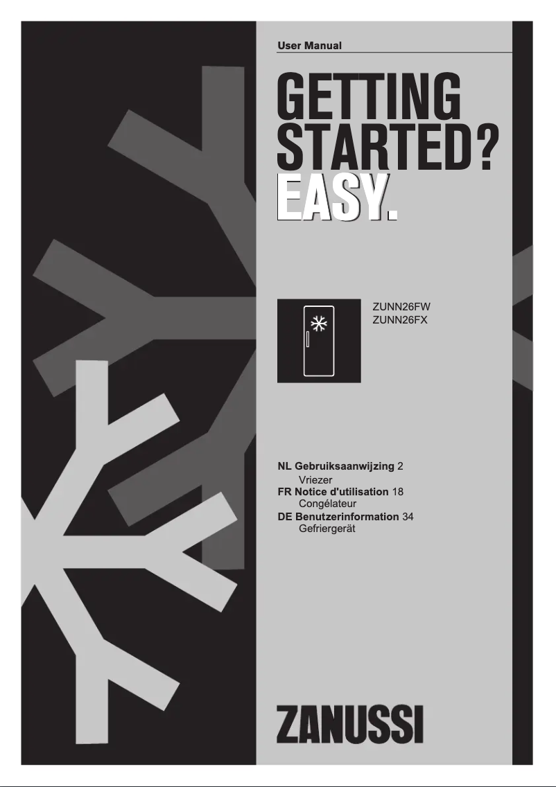 Page 1 de la notice Manuel utilisateur Zanussi ZUNN26FW