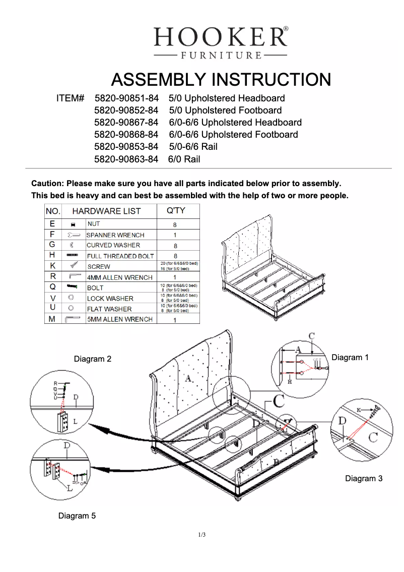 Page 1 de la notice Manuel utilisateur Hooker 5820-90868-84