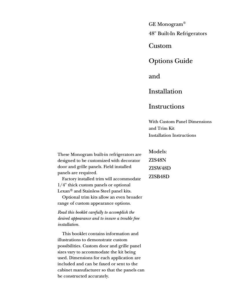 Página 1 del manual Manual de usuario GE ZWBP48