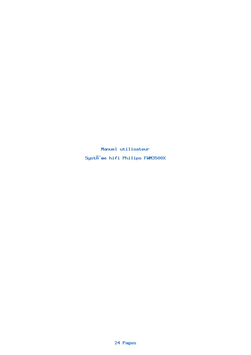 Page 1 de la notice Manuel utilisateur Philips FWM3500X