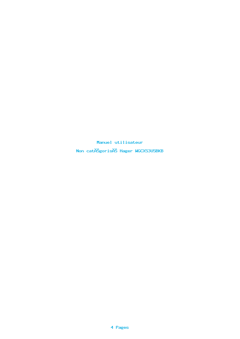 Page 1 de la notice Manuel utilisateur Hager WGCXS3USBKB