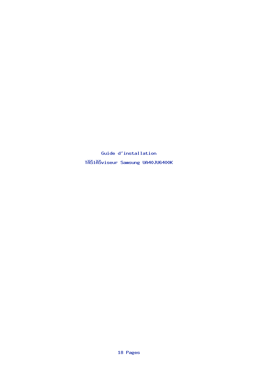 Page 1 de la notice Guide d'installation Samsung UA40JU6400K