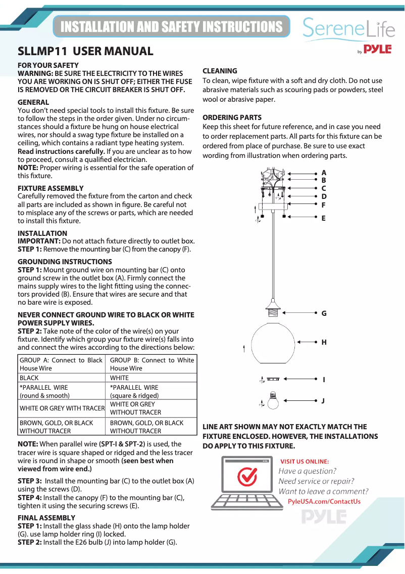 Page 1 de la notice Manuel utilisateur SereneLife SLLMP11