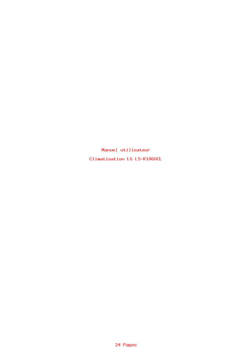 Page 1 de la notice Manuel utilisateur LG LS-K1860CL