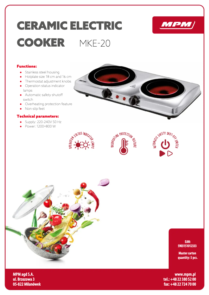 Page 1 de la notice Fiche technique MPM MKE-20