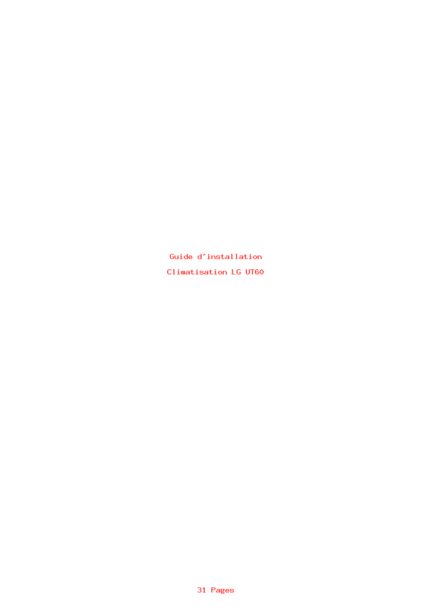 Page 1 de la notice Guide d'installation LG UT60
