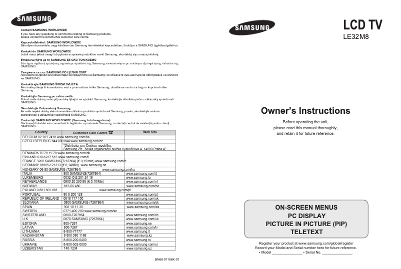 Página 1 del manual Manual de usuario Samsung LE32M87BD