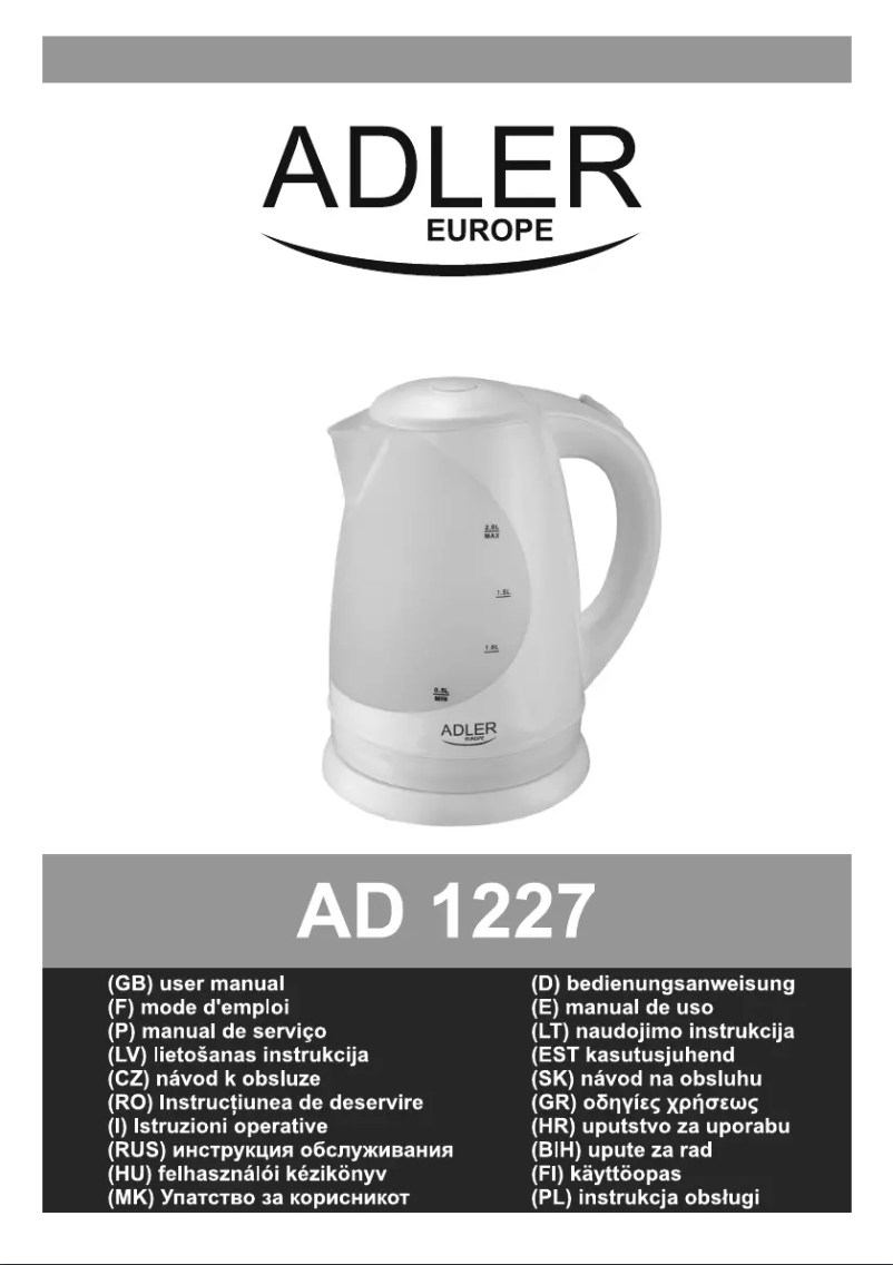Page 1 de la notice Manuel utilisateur Adler AD 1227