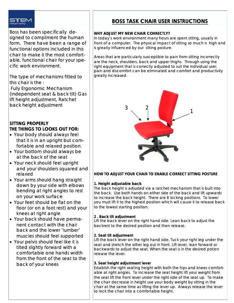 Page 1 de la notice Manuel utilisateur Stem Boss Task 7700