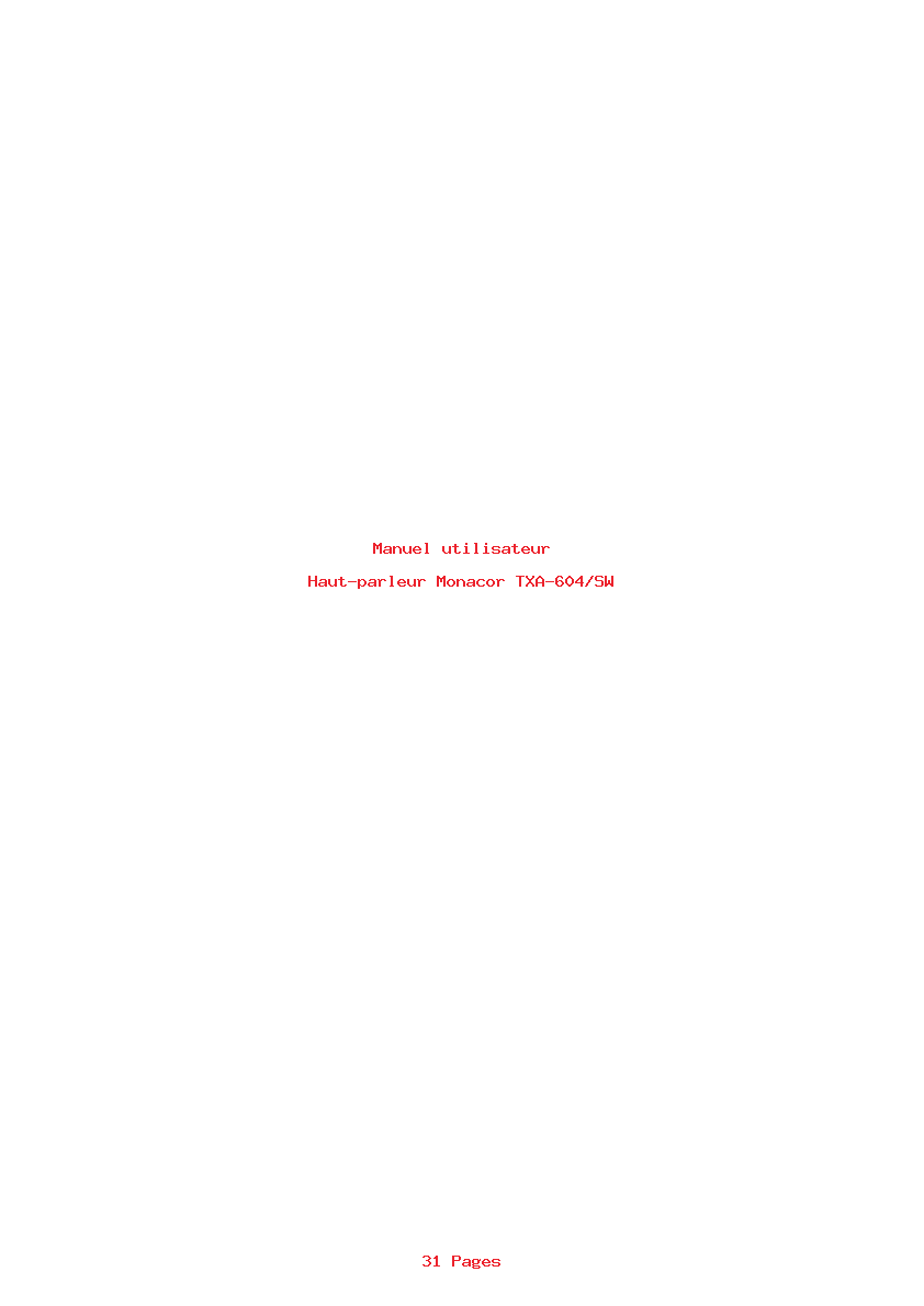 Page 1 de la notice Manuel utilisateur Monacor TXA-604/SW
