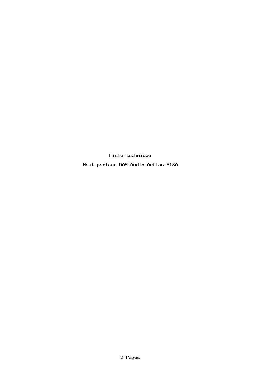 Page 1 de la notice Fiche technique DAS Audio Action-S18A