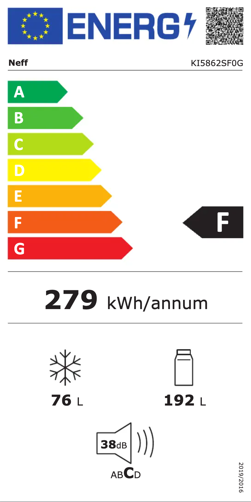 Page 1 of the manual Energy Label Neff KI5862SF0G