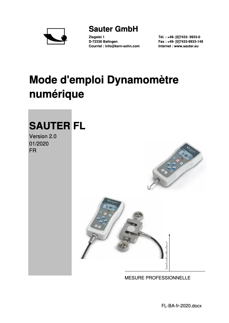 Page 1 de la notice Manuel utilisateur Kern FL 500