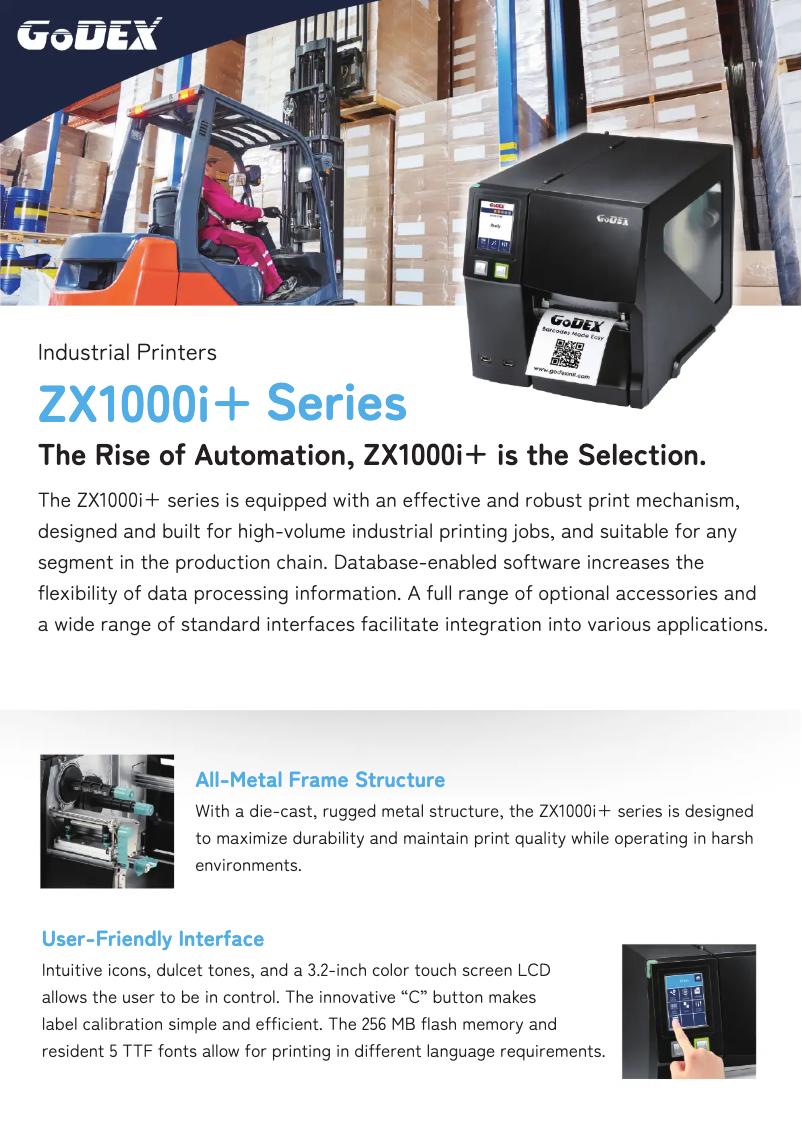 Page 1 de la notice Brochure Godex ZX1200i
