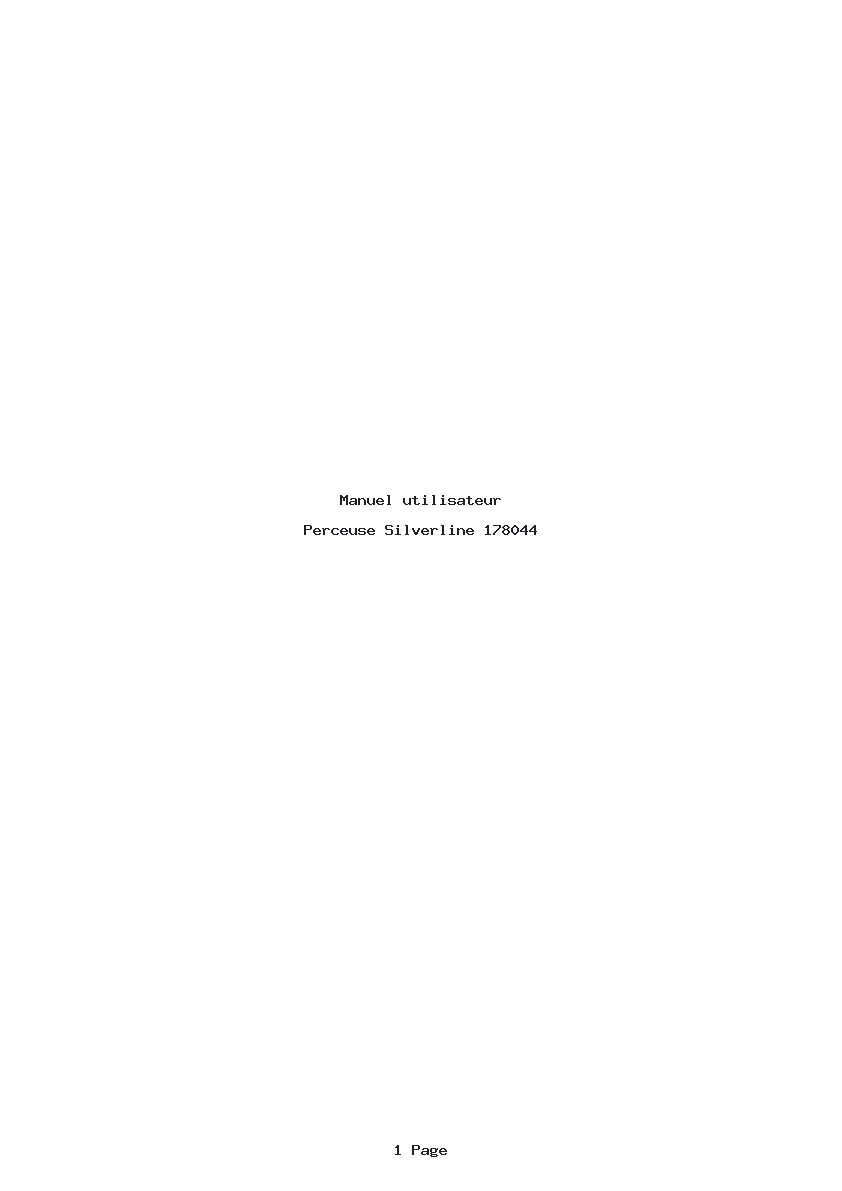 Page 1 de la notice Manuel utilisateur Silverline 178044
