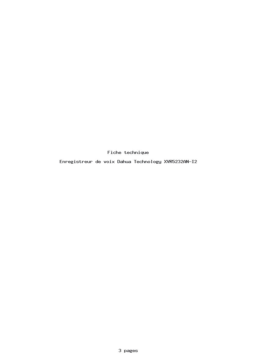 Page 1 de la notice Fiche technique Dahua Technology XVR5232AN-I2