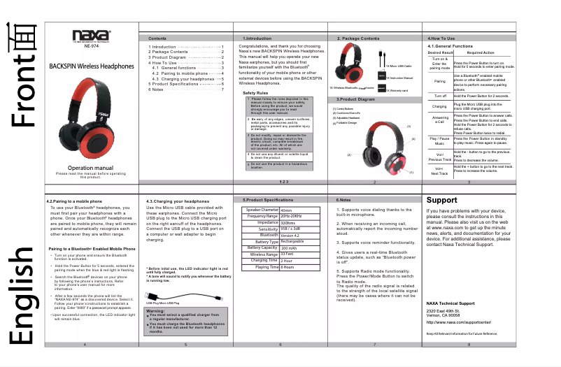 Page 1 de la notice Manuel utilisateur Naxa NE-974