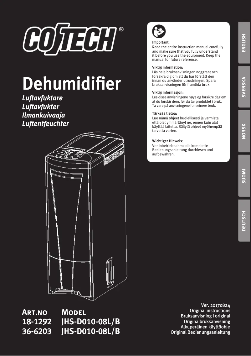 Page 1 de la notice Manuel utilisateur Cotech JHS-D010-08L/B