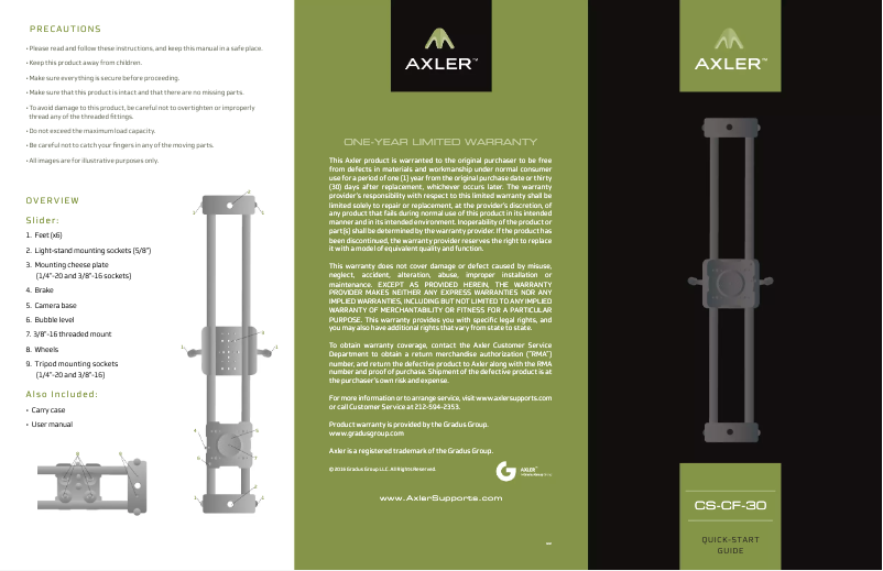 Page 1 de la notice Manuel utilisateur Axler CS-CF-30