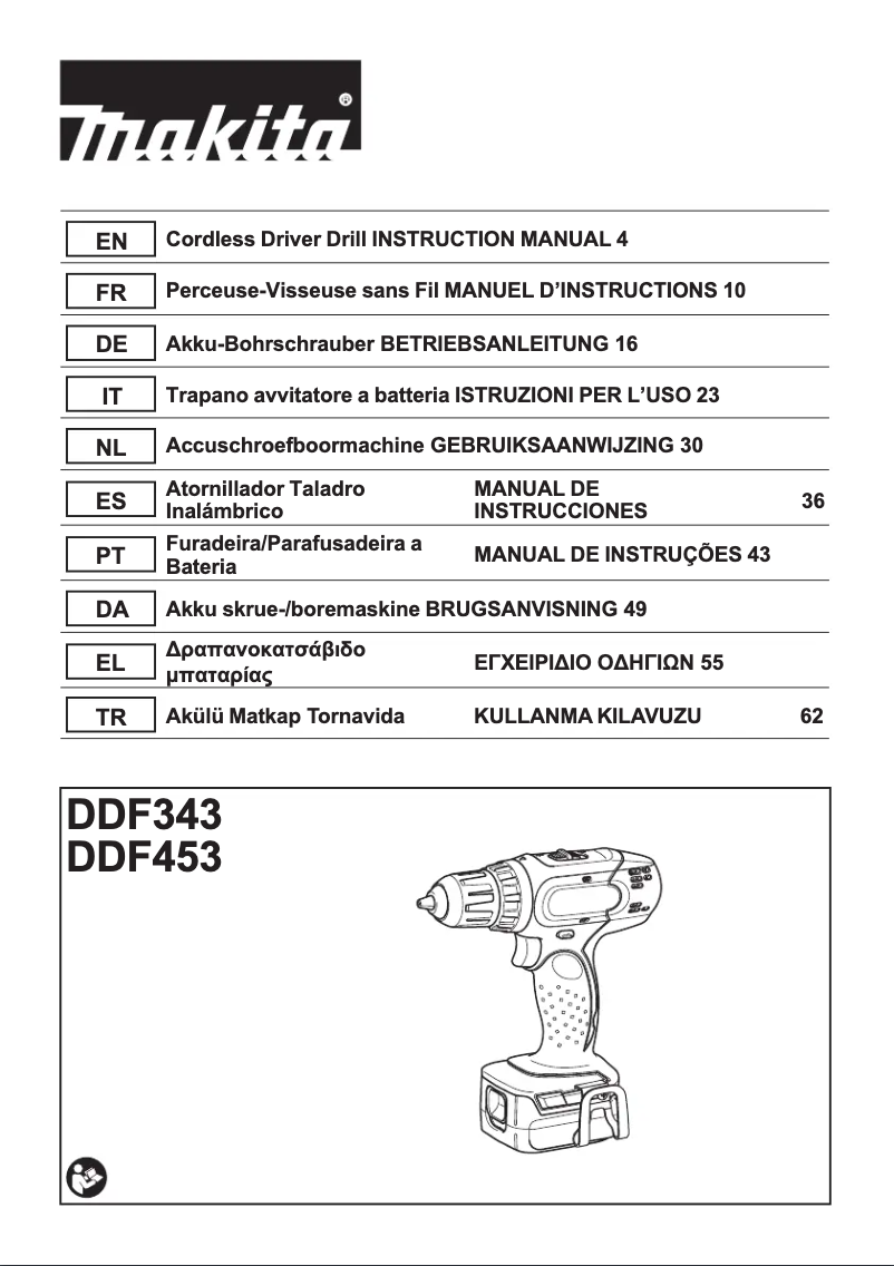 Page 1 de la notice Manuel utilisateur Makita DDF453