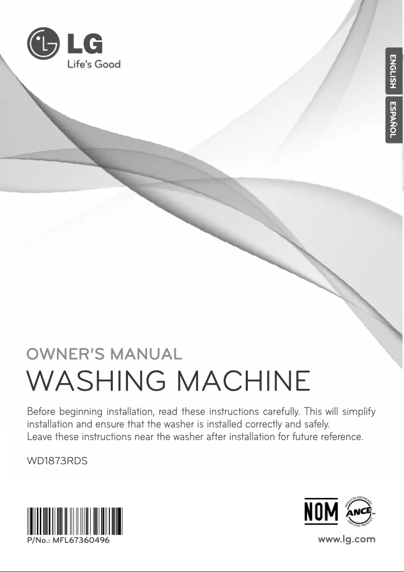 Page 1 of the manual User Manual LG WD1873RDS