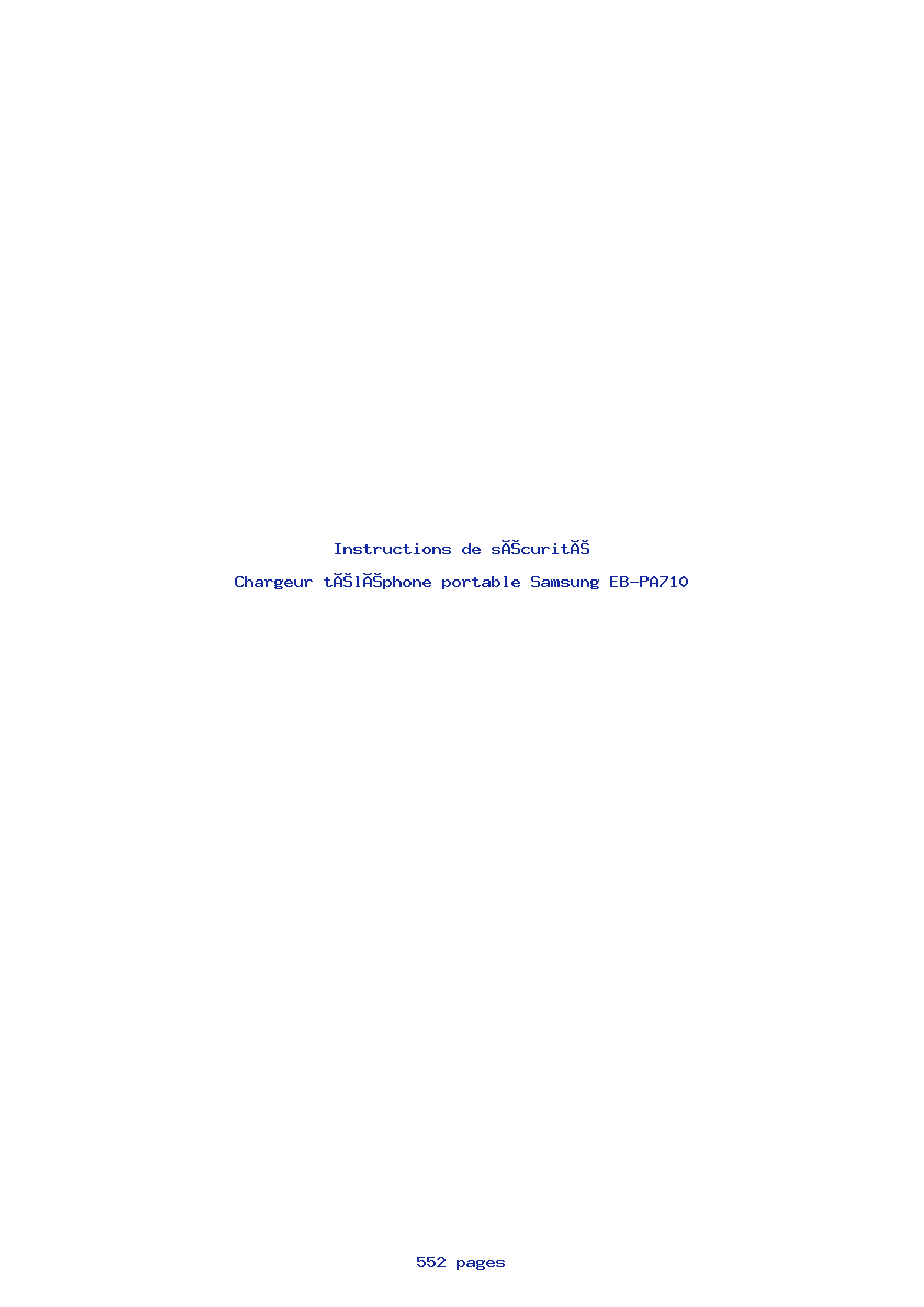 Page 1 de la notice Instructions de sécurité Samsung EB-PA710