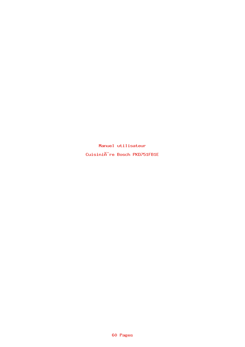 Page 1 de la notice Manuel utilisateur Bosch PKD751FB1E