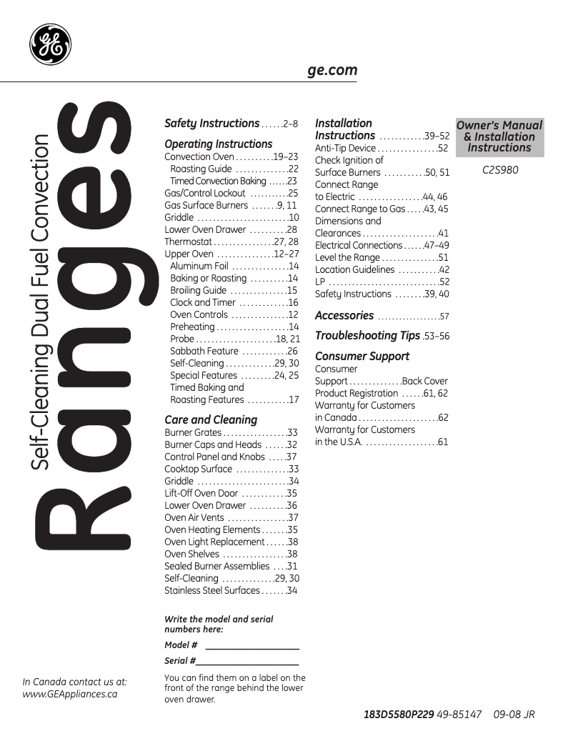 Página 1 del manual Manual de uso y mantenimiento GE Café C2S980SEMSS