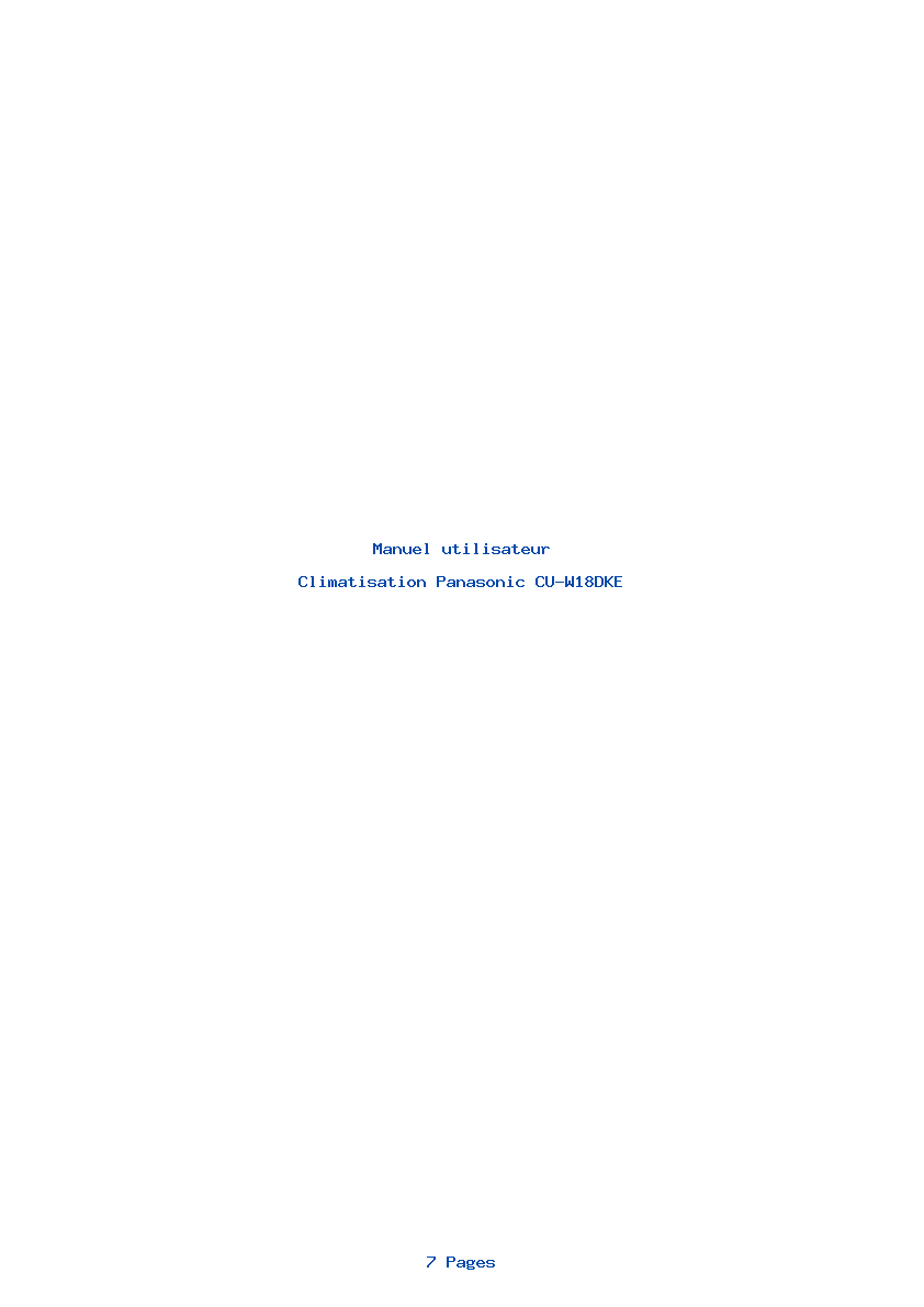 Page 1 de la notice Manuel utilisateur Panasonic CU-W18DKE