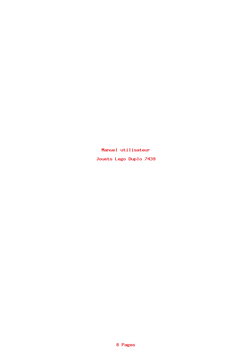 Page 1 de la notice Manuel utilisateur Lego Duplo 7439