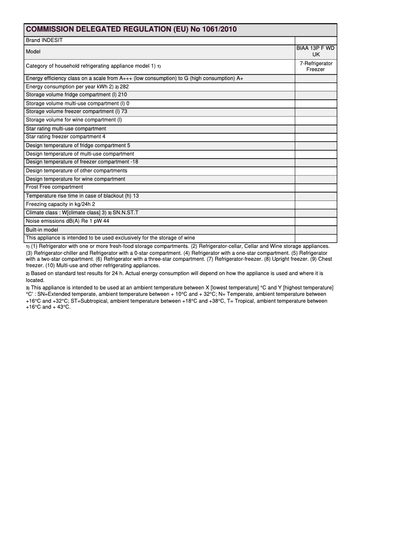 Página 1 del manual Instrucciones / montaje Indesit BIAA 13P F WD UK
