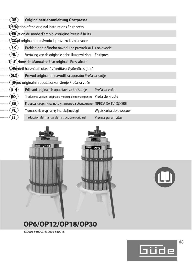 Page 1 de la notice Manuel utilisateur Güde OP 6