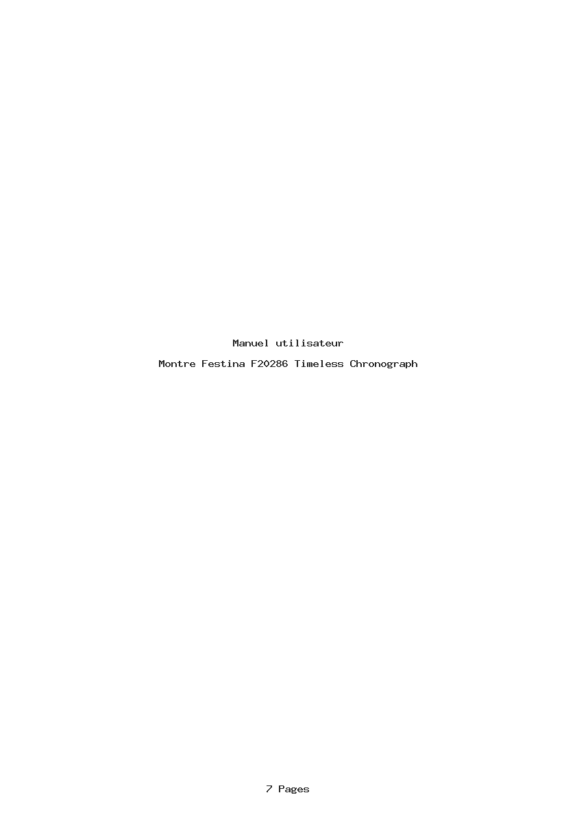 Page 1 de la notice Manuel utilisateur Festina F20286 Timeless Chronograph