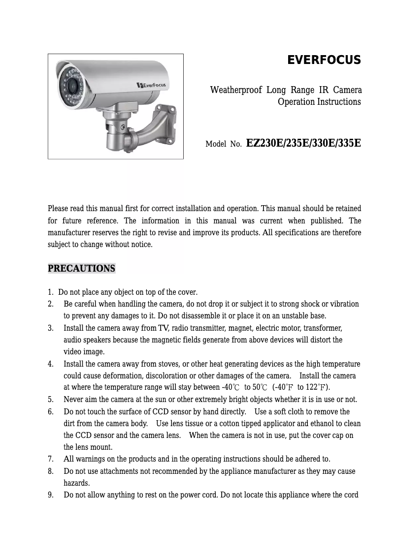 Página 1 del manual Manual de usuario EverFocus EZ235E/C8