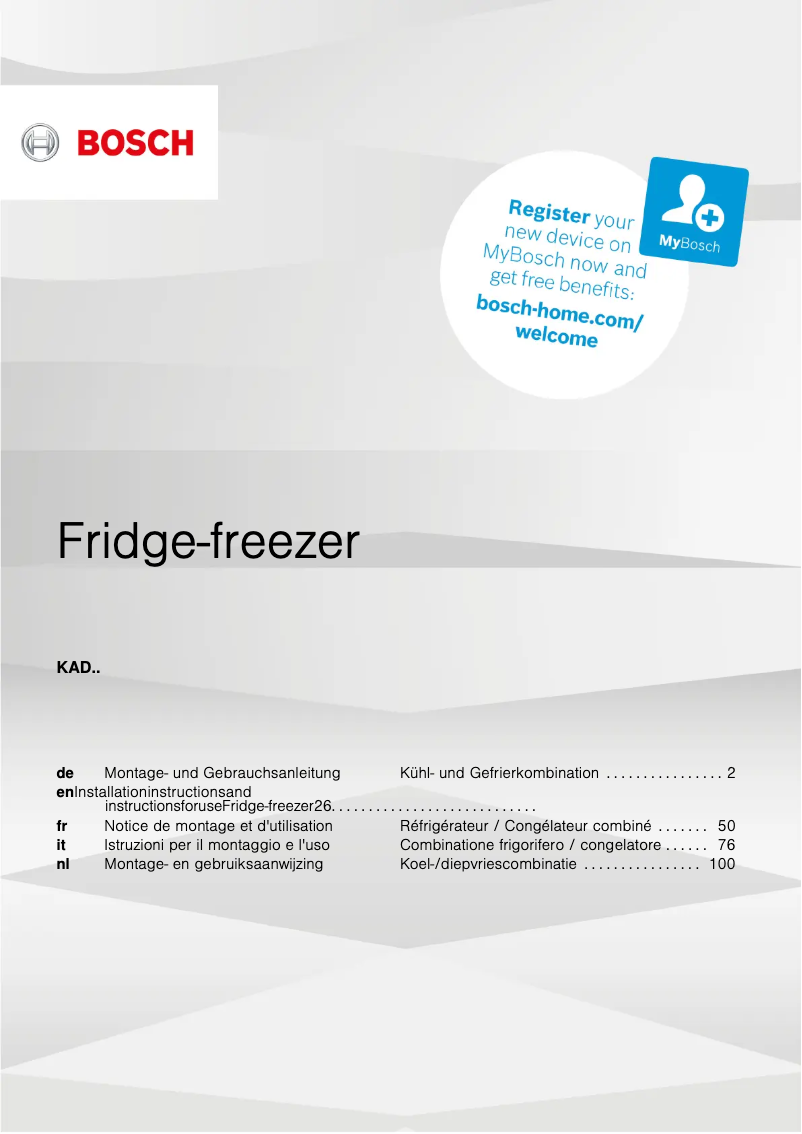 Page 1 of the manual User Manual Bosch KAD93AIEP
