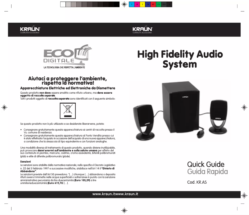 Page 1 de la notice Manuel utilisateur Kraun KR.AS