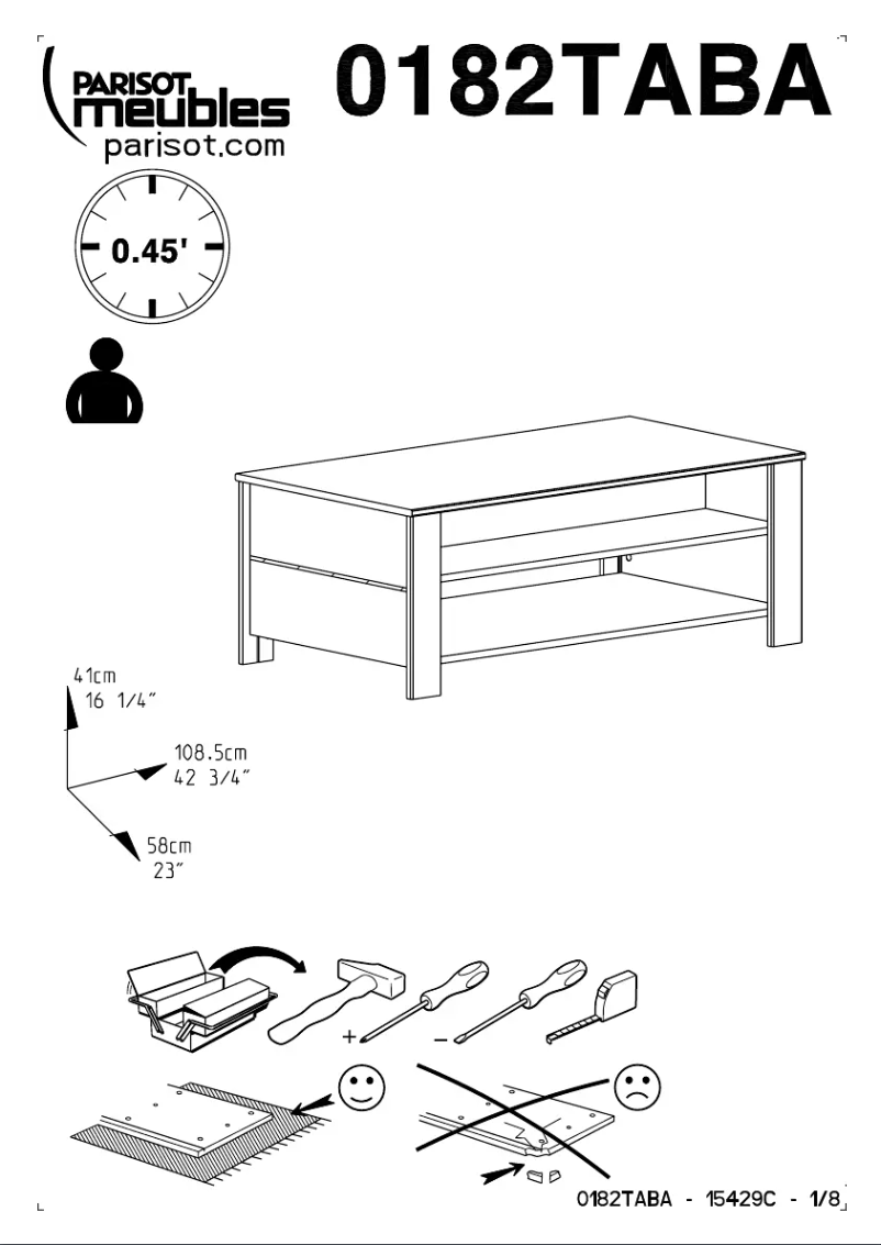 Page 1 de la notice Manuel utilisateur Parisot 0182TABA