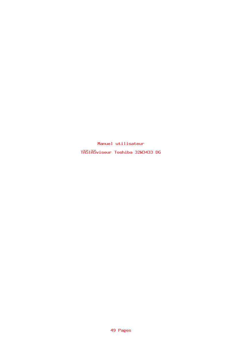 Page 1 de la notice Manuel utilisateur Toshiba 32W3433 DG