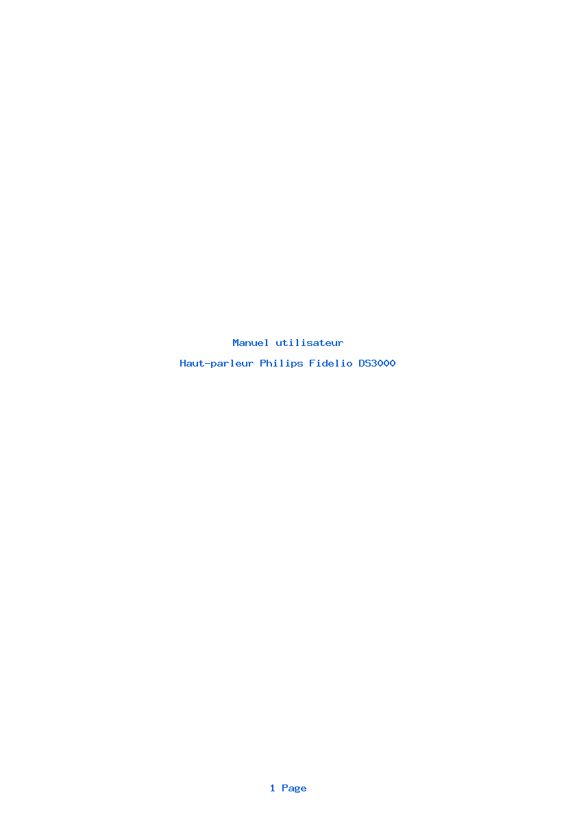 Image de la première page du manuel de l'appareil Fidelio DS3000