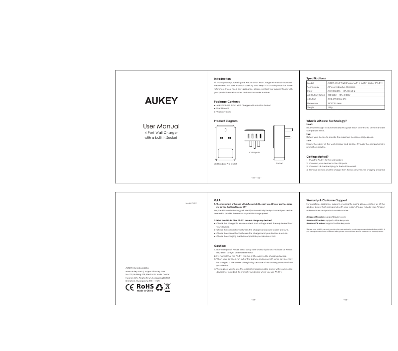 Página 1 del manual Manual de usuario Aukey PA-S11
