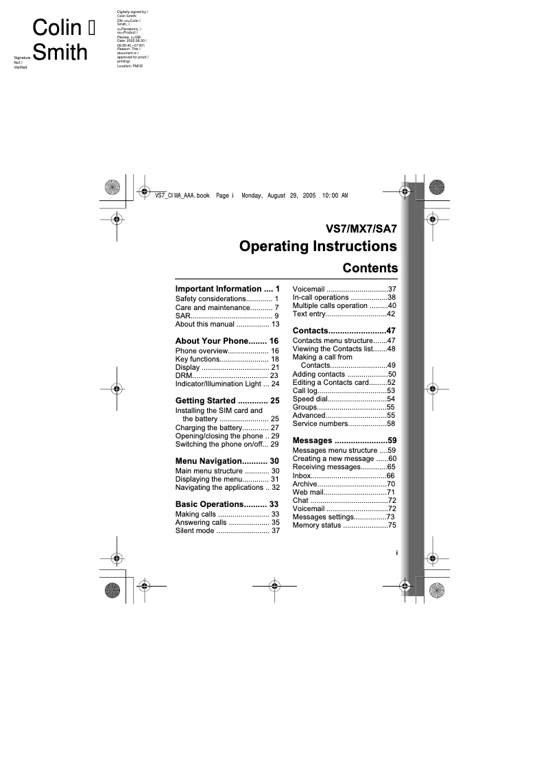 Página 1 del manual Manual de usuario Panasonic EB-VS7