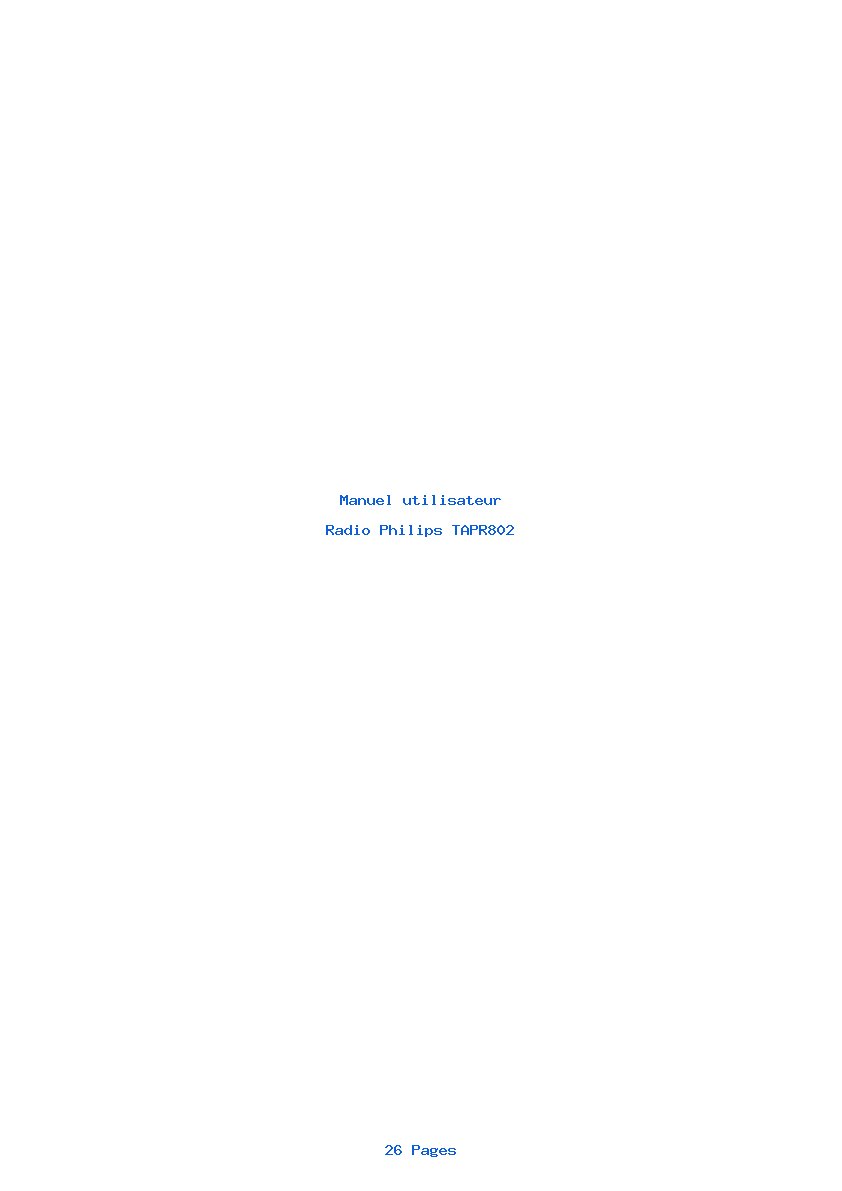 Page 1 de la notice Manuel utilisateur Philips TAPR802