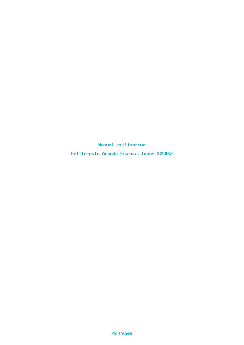 Page 1 de la notice Manuel utilisateur Arendo Frukost Touch 305867