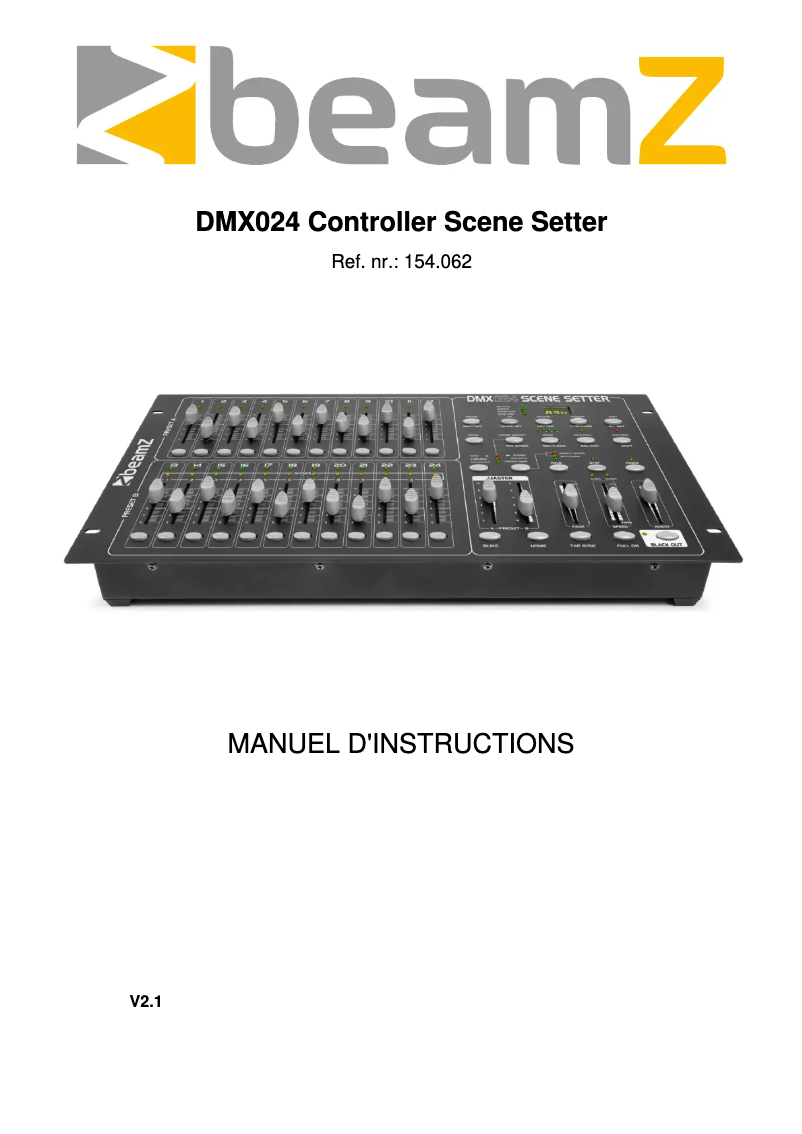 Page 1 de la notice Manuel utilisateur BeamZ DMX-024 PRO