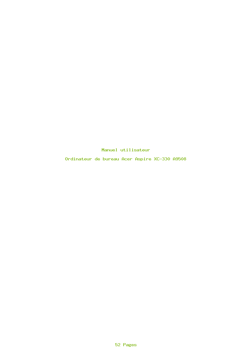 Page 1 de la notice Manuel utilisateur Acer Aspire XC-330 A9508