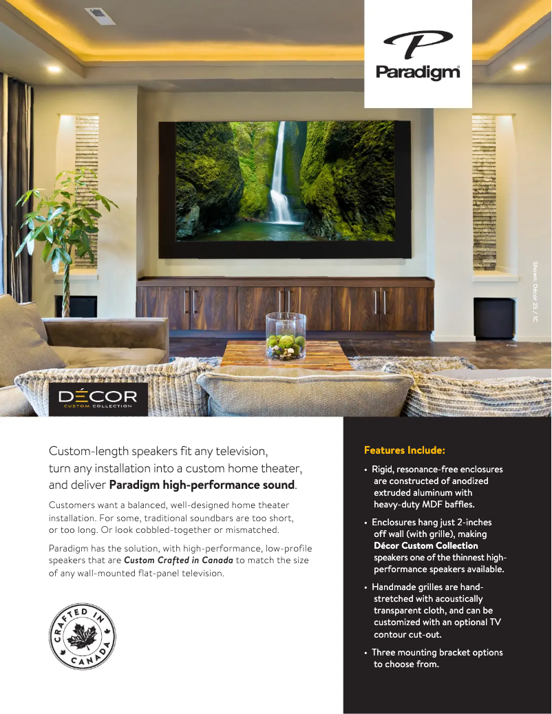 Page 1 de la notice Fiche technique Paradigm Décor 2SC