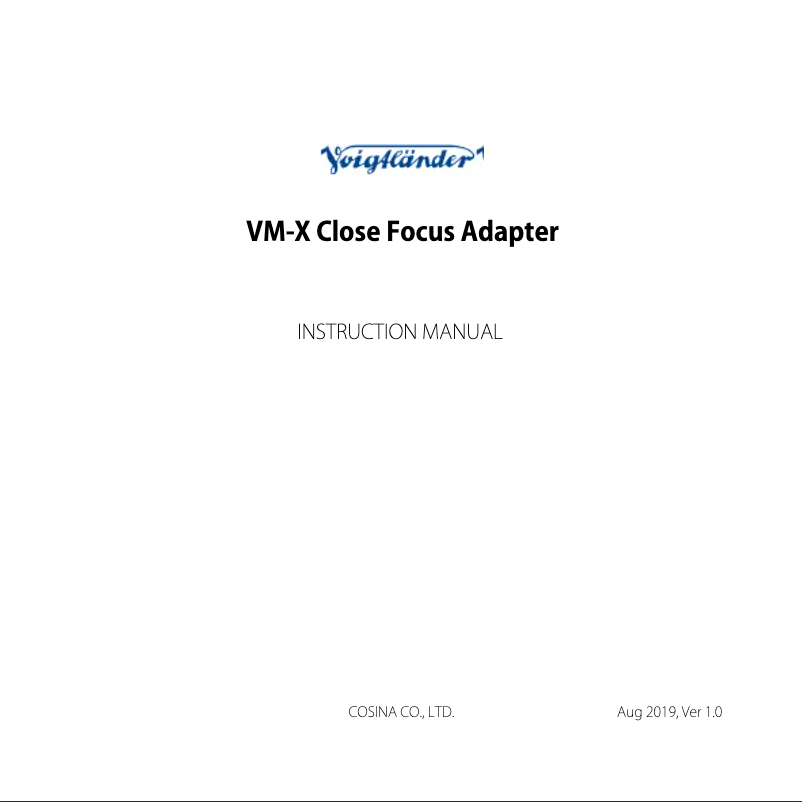 Page 1 de la notice Manuel utilisateur Voigtländer VM-X Close Focus Adapter