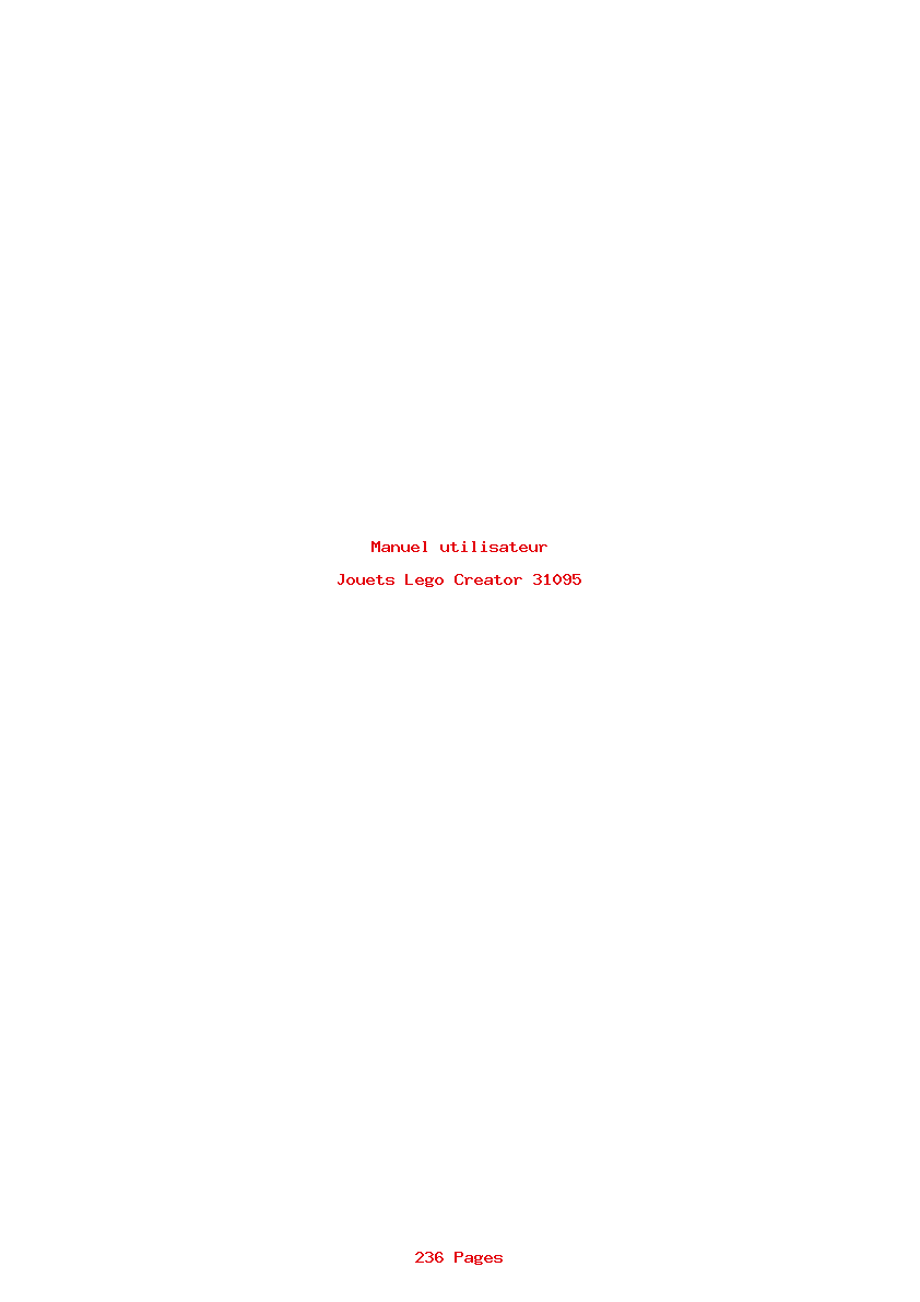Page 1 de la notice Manuel utilisateur Lego Creator 31095