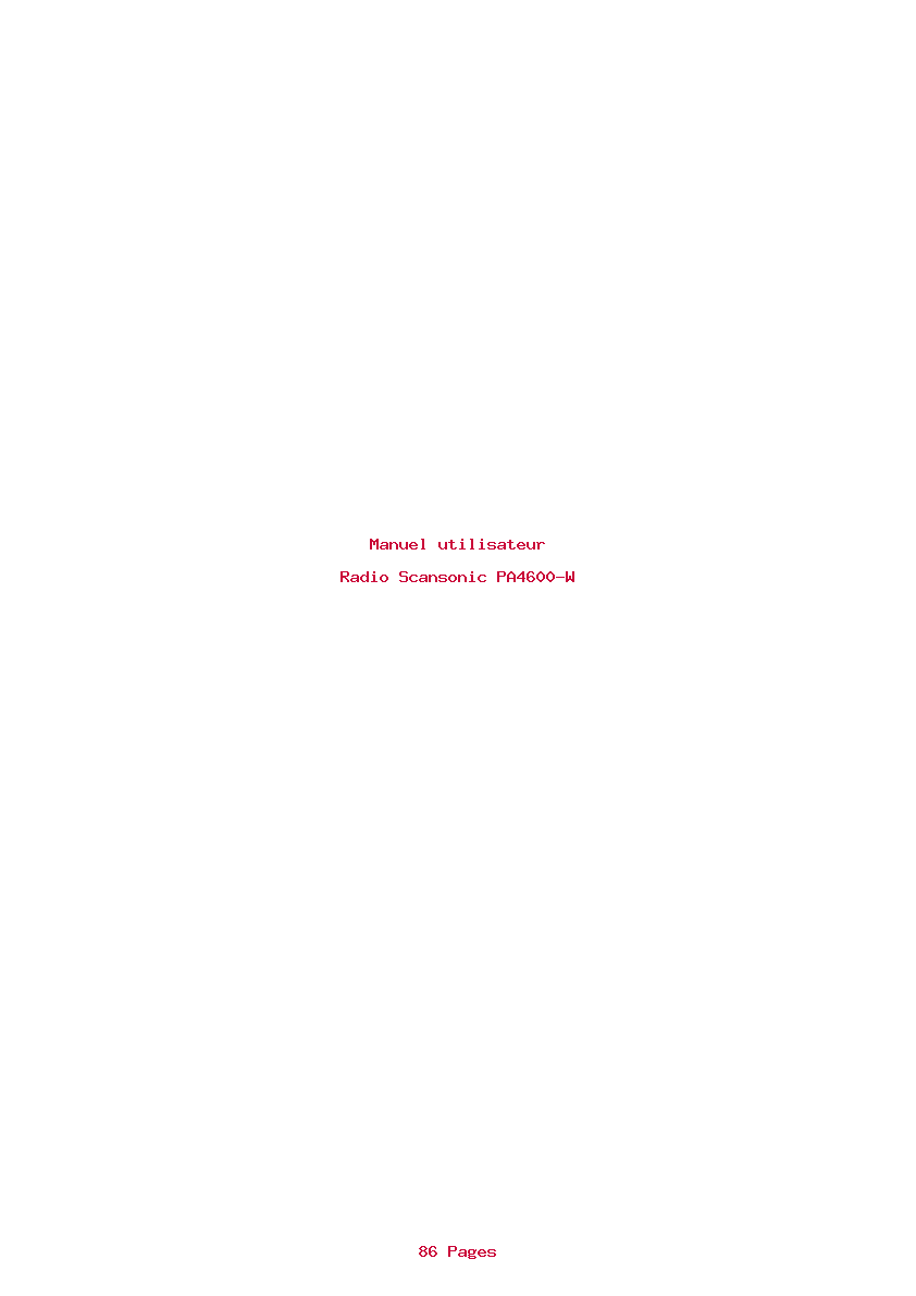 Page 1 de la notice Manuel utilisateur Scansonic PA4600-W